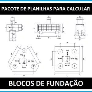 Planilha Pacote de planilhas para cálculo de blocos de fundação