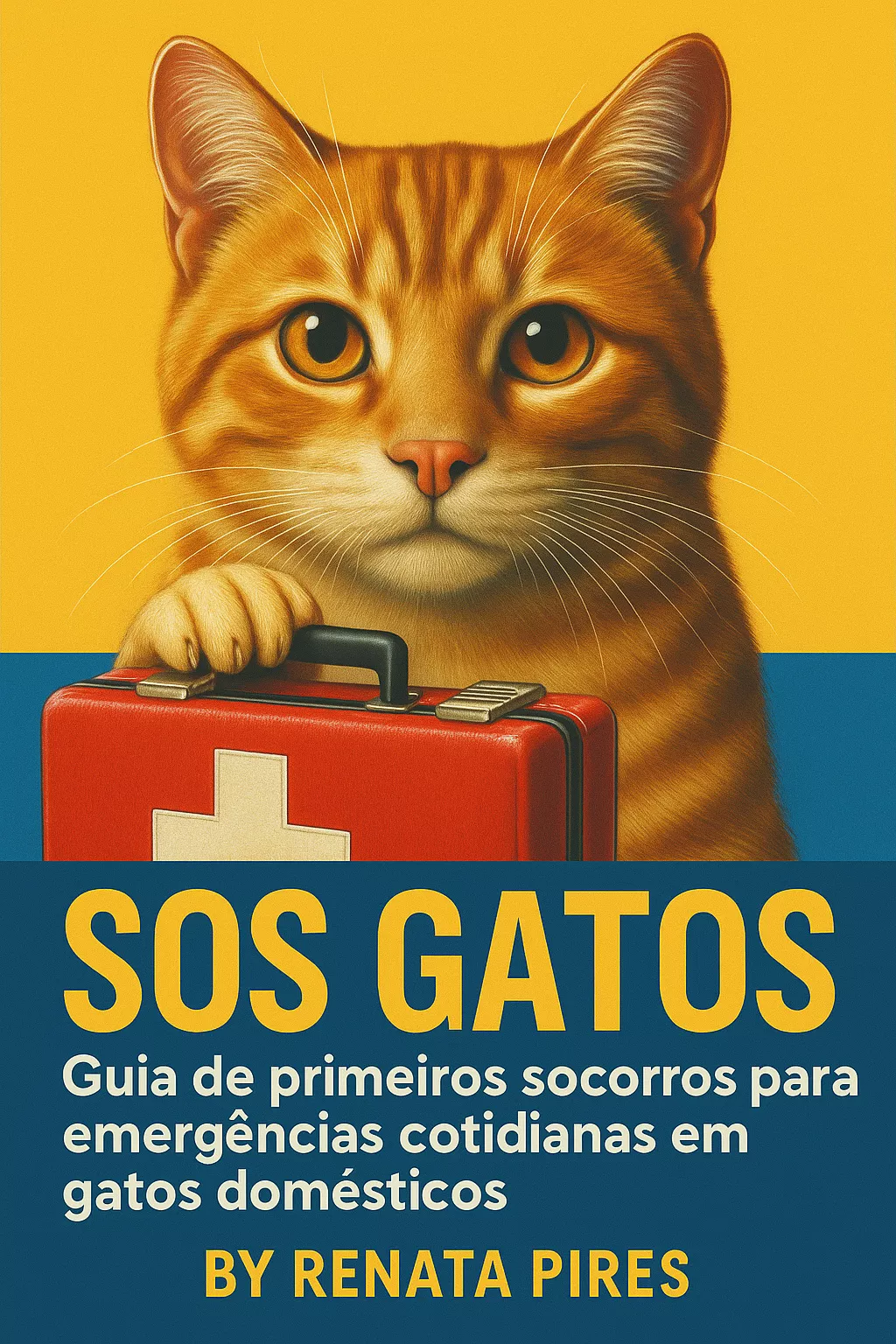 Capa do e-book “SOS Gatos – Manual de Primeiros Socorros para Gatos Domésticos” por Renata Pires