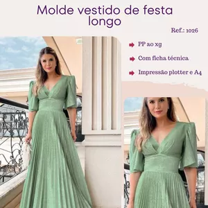 Imagem de capa para o Ebook Molde vestido de festa longo do PP ao XG