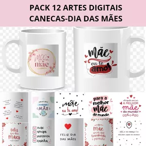 Imagem de capa para o Ebook Pack 12 arte de sublimação de caneca- dia das mães 