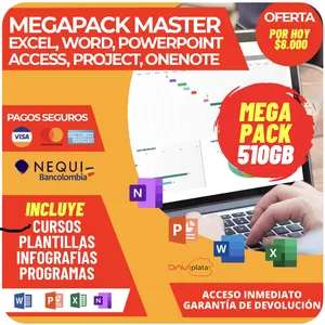 Imagem principal do produto MEGAPACK MASTER DE ECXEL,WORD,POWERPOINT,ACCES,PROJECT,ONENOTE