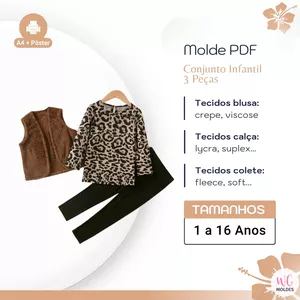 Imagem de capa para o Ebook MOLDE CONJUNTO INFANTIL 3 PEÇAS