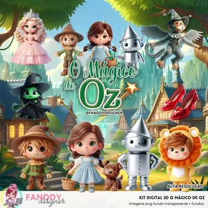 Imagem de capa para o Curso online Kit Digital 3D O Mágico de Oz - PNGs com Fundo Transparente + Fundos