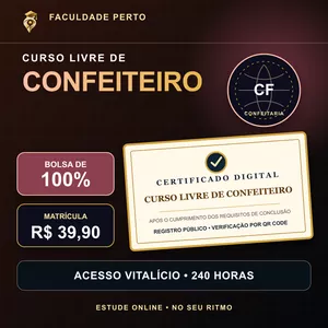 Imagem do curso 🔥 BOLSA 100% [APLICADA] - [MATRÍCULA] CURSO DE FORMAÇÃO EM CONFEITEIRO - ACESSO VITALÍCIO - CRACHÁ BLACK + REGISTRO - CASHBACK R$ 25 - BÔNUS APOSTILA EXTRA - FP