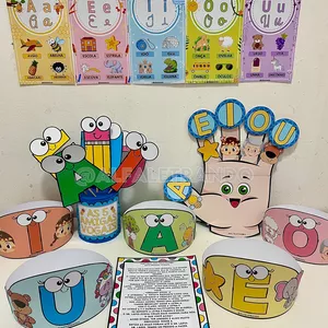 Imagem de capa para o Ebook Kit “As 5 amigas vogais” 👋🏻🌳⭐️