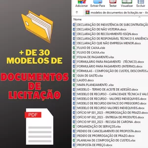 Imagem de capa para o Ebook + de 30 modelos de DOCUMENTOS para alavanca a sua empresa de LICITAÇÃO