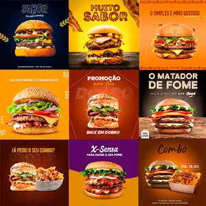 Imagem de capa para o Curso online Pack com 40 artes editáveis Hambúrgueria Photoshop PSD