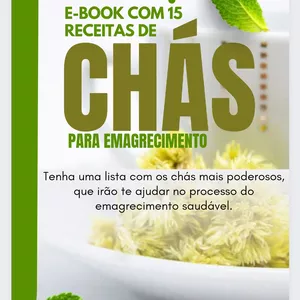 Imagem de capa para o Ebook E-book com 15 receitas de chá para emagrecimento 