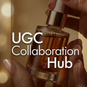 Imagem de capa para o Ebook UGC Collaboration Hub - Um Guia e Seleção de Marcas Que Trabalham com Criadores.