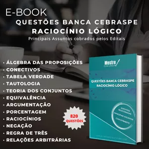Imagem de capa para o Ebook Questões para Concursos - Banca CEBRASPE: Raciocínio Lógico