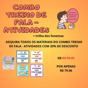 Imagem de capa para o Ebook COMBO - TREINO DE FALA -ATIVIDADES + trilha dos fonemas