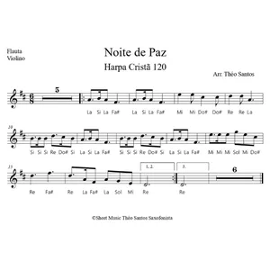 Imagem de capa para o Curso online 🎼 Noite de Paz ( Harpa Cristã 120 ) Flauta e Violino - Partitura Fácil + Playback