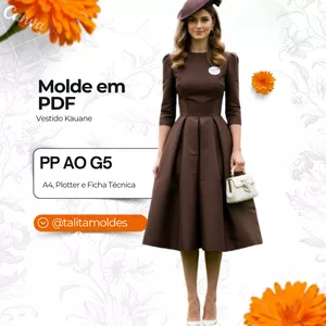 Imagem de capa para o Ebook Molde em PDF - Vestido Kauane
