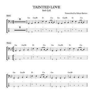 Cover image for Online course TAINTED LOVE (Soft Cell) Bass Transcription, Score &amp; Tab Lesson