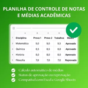 Imagem de capa para o Ebook Planilha Controle de Notas e Médias Acadêmicas Automática