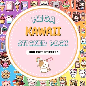 Cover image for Online course Mega Kawaii Sticker Pack (+300 Cute Stickers)