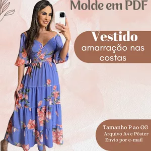 Imagem de capa para o Ebook MOLDE EM PDF VESTIDO COM AMARAÇÃO NAS COSTAS 