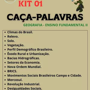 Imagem de capa para o Ebook Kit 01 Caça-Palavras Geografia