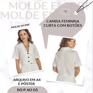 Imagem de capa para o Ebook Camisa Feminina Curta com Botões - Molde em PDF