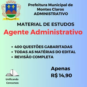Imagem de capa para o Ebook Caderno de questões - Montes Claros MG - Cargo Agente Administrativo