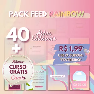 Imagem de capa para o Ebook Pack Templates Editáveis - Rainbow