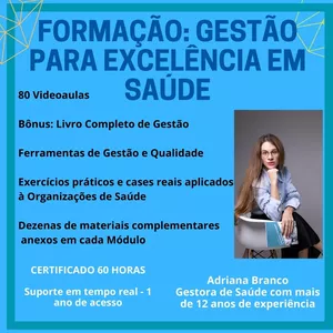 Imagem de Formação: Gestão para Excelência em Saúde criado por Adriana Branco na hotmart