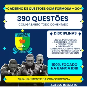 Imagem de capa para o Ebook Caderno de questões GCM Formosa- GO