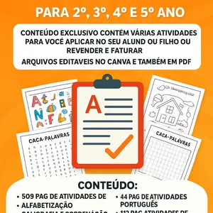 Imagem de capa para o Ebook PLR + 1.000 ATIVIDADES  PARA 1° 2 º3° 4° 5° ANO 