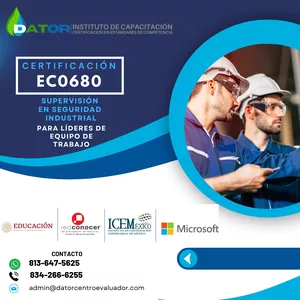 Imagen de portada para Curso online CERTIFICACIÓN EC0680 SUPERVISIÓN  EN SEGURIDAD  INDUSTRIAL PARA LÍDERES DE EQUIPO DE TRABAJO