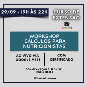 Imagem de capa para o Curso online WORKSHOP CÁLCULOS PARA NUTRICIONISTAS