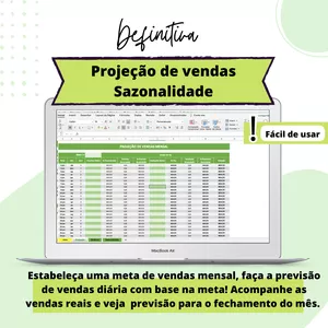 Planilha de Excel – Projeção de Vendas e Sazonalidade