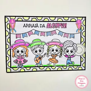 Imagem de capa para o Ebook Cartaz Colaborativo Festa Junina 🌽🪗💕