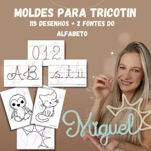 Imagem de capa para o Ebook Kit MOLDES PARA TRICOTIN em PDF - 115 desenhos + 2 fontes do alfabeto e números 