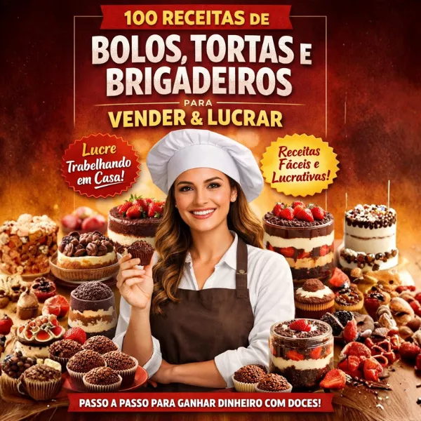 100 Receitas de Bolos, Tortas e Brigadeiros para Vender e Lucrar