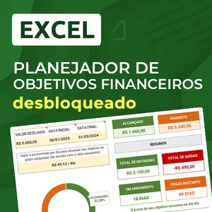 Imagem de capa para o Curso online Planejador de Objetivos Financeiros em Excel (versão desbloqueada)
