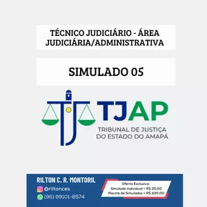 Imagem de capa para o Ebook SIMULADO 05 - TÉCNICO JUDICIÁRIO - ÁREA JUDICIÁRIA/ADMINISTRATIVA
