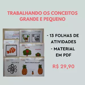 Imagem de capa para o Ebook Material Pedagógico - Kit Trabalhando os conceitos Grande e Pequeno