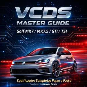 Imagem de capa para o Ebook VCDS MASTER GUIDE VERSÃO PORTUGUÊS – Golf MK7 / MK7.5 / GTI / TSI Manual Completo de Codificações