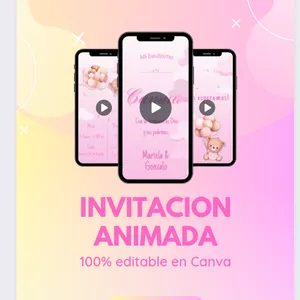 Imagen de portada para Ebook Invitación Aniimada para Bautismo Editable en Canva
