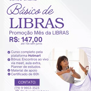 Imagem de capa para o Curso online Curso Básico de Libras com o Método IRP -  Libras Com Amor