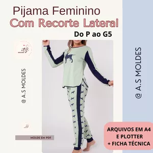 Imagem de capa para o Ebook Pijama Feminino com Recorte Lateral - Molde em PDF