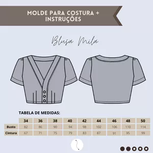 Imagem de capa para o Ebook Molde para costura - Blusa Mila - 34 ao 50