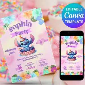 Imagen de portada para Ebook Tarjeta editable Stitch Girls