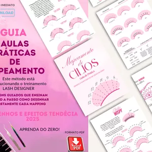 Imagem de capa para o Ebook GUIA DE AULAS PRÁTICA DE MAPEAMENTO DE PESTANAS – MAPPING E EFEITOS TENDÊNCIA - EXTENSÃO DE PESTANAS