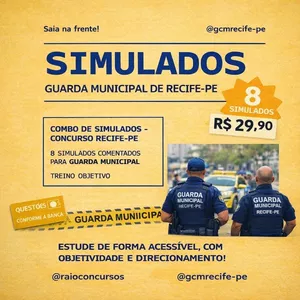 Imagem de capa para o Curso online 8 Simulados GCM-RECIFE !