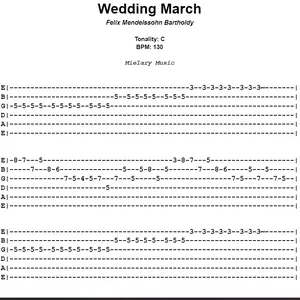 Imagem de capa para o Ebook Wedding March (Marcha Nupcial) - Felix Mendelssohn Bartholdy - Tablatura - Mielary Music