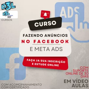 Imagem de capa para o Curso online FAZENDO ANÚNCIOS NO FACEBOOK/META ADS D3LCURSOS