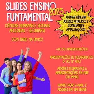 Imagem de capa para o Ebook Slides de Geografia - Ensino Fundamental completo- Atualizado 2024!