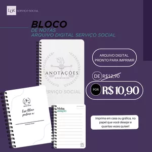 Imagem de capa para o Ebook Bloco de Notas Digital para Imprimir  / Tema Serviço social