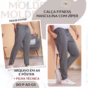 Imagem de capa para o Ebook Calça Fitness Masculina com Zíper - Molde em PDF